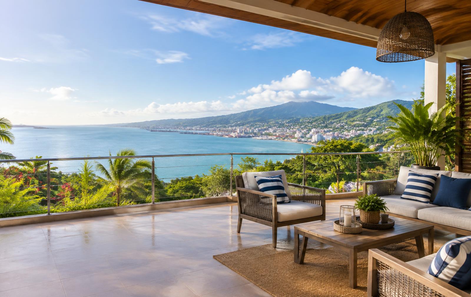 Terrasse avec vue sur la baie de Fort-de-France